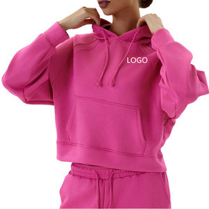 Sudadera con Capucha Deportiva Informal y Transpirable para Mujer, para Yoga, Ejercicio, Running, con Bolsillos, Estampado Otoño-Invierno, Corte Holgado y Corto - Product Image 4