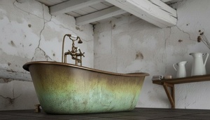 Bañera de cobre grabada, bañera de cobre lisa, bañera de cobre con patrón, bañera de cobre texturizada, bañera de cobre martillada a mano, bañera decorativa - Product Image 1