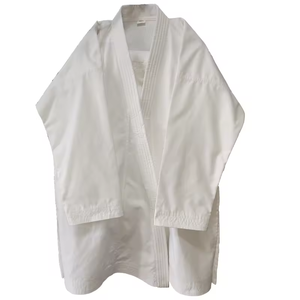 Kimono de judo blanc 100 % coton respirant unisexe pour adulte, tenue d'arts martiaux coupe classique, teint uni, en stock - Product Image 5