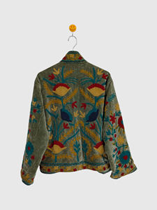 Hand Embroidered Floral Velvet Mandarin Collar Jacket Full Sleeve Plus Size Women'<b>s</b> Autumn Wear Prairie Chic Style - Product Image 6