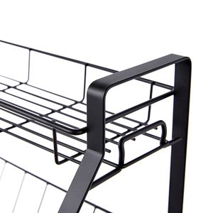 Organizzatore da Cucina a Quattro Ripiani Nero, Portaspezie con Barattoli per Spezie e Bottiglie per Salse, Scaffale Portaspezie - Product Image 3