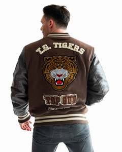 Veste universitaire vintage personnalisée pour homme, manches en cuir, veste brodée Letterman, veste bomber en laine, streetwear unisexe, patchwork, chaude - Product Image 3