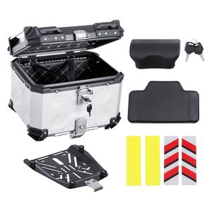 Bauletto Universale Impermeabile in Alluminio per Moto 55L e 65L, Scatola Posteriore Staccabile per Motociclisti con Rivestimento in Pelle - Product Image 1