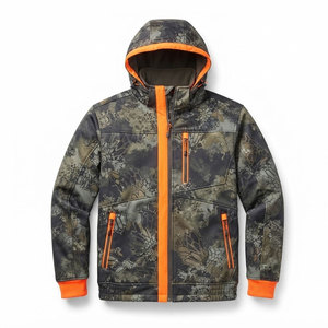 Veste de chasse réversible pour l'extérieur, design camouflage et orange vif avec capuche, fermeture éclair intégrale, poches pratiques, construction durable - Product Image 1