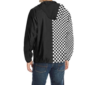 Veste coupe-vent demi-damier color block avec fermeture éclair, anorak décontracté d'été imperméable - Product Image 2