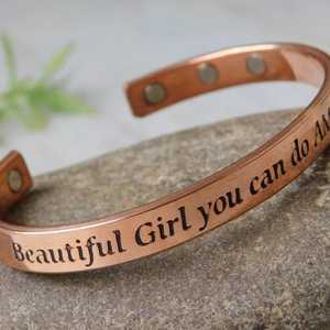 custom etching engraved men and women hand wear <b>Copper</b> Alloy Cuff Bracelet Women's Classic Engraved Gift Jewelry - Product Image 1