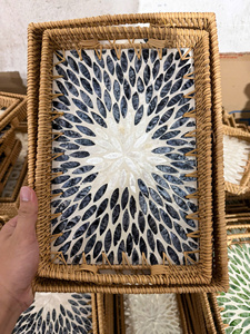 ถาดเก็บของทรงสี่เหลี่ยมผืนผ้าสีสันสดใสลายมุก รุ่น DragonEx Hot 2024 ทำจากหวาย งานแฮนด์เมด หรูหรา พรีเมียม ตะกร้าใส่ผลไม้ลายดอกลิลลี่ - Product Image 4