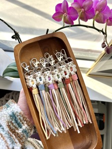 Artistic Large Flower Knot Macrame Keychain Decorative Object Suitable For Backpack And Handbag Decoration From India - Product Image 3