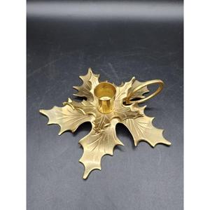 Luxury Holly Leaf <b>Candle</b> Holder Christmas Decor for Home Tabletop Decoration Heat Resistance Candlestick Stand With Handle - Product Image 1