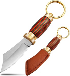 Décapsuleur porte-clés à manche en bois rayé avec accents en cuivre, style classique, design incrusté durable - Product Image 1