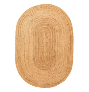 Tapis ovale tressé en jute et chanvre 100% naturel – Tapis tressé artisanal écologique de style farmhouse - Product Image 5