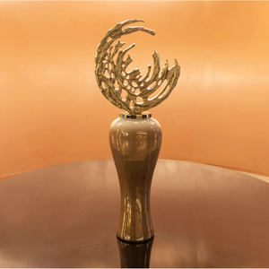 Vase de sol moderne de luxe en feuille d'or, grande sculpture décorative en métal pour salon, hall d'hôtel, décoration intérieure - Product Image 2