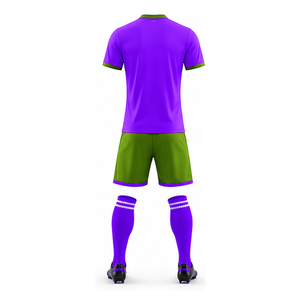 Conjunto de Camiseta de Fútbol Personalizada con Transferencia Térmica para Hombre, Color Morado y Verde, Patrón de Letras Sólidas, Spandex/Poliéster Transpirable, Manga Corta - Product Image 2