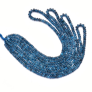 AAA+ Topaz 4mm-5mm Faceted Rondelle <b>Beads</b> Natural Blue London Genuine Fine Topaz Semi Precious Gemstone <b>Loose</b> <b>Beads</b> For Jewelry - Product Image 4