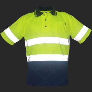 Polo de travail jaune fluorescent haute visibilité pour homme, coupe-vent, uniforme de sécurité réfléchissant, en nylon, T-shirt de sécurité - Product Image 3