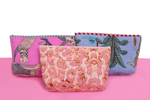 Custom Quilted Cotton <b>Toiletry</b> Bag Set Floral Makeup Pouch Travel Cosmetic Organizer Bag Zipper Cosmetic Case for Women. - Product Image 5