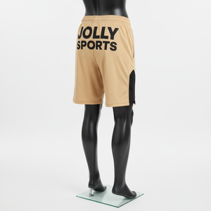 Pantalones Cortos de Baloncesto de Felpa de Algodón Premium de 320 GSM con Lavado Ácido, Color Beige Arena, Parche de Chenilla, Logotipo Personalizado - Product Image 5