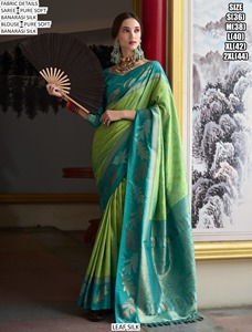 Sari Tradicional de Seda Mehira con Estampado Floral para Bodas y Diwali, Absorbe la Humedad y Evita Arrugas, para Todas las Temporadas - Product Image 2