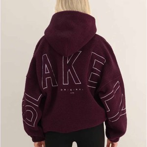 Women's Custom Winter Crop Top <b>Sherpa</b> Cotton Fleece <b>Hoodie</b> High Quality Embroidered Drop Shoulder Oversized Pullover - Product Image 3