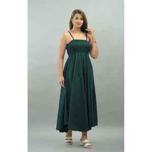 Vestido Maxi Holgado sin Mangas para Mujer, 100% Algodón, Cintura Imperio Fruncida, Estilo Casual para Fiesta - Product Image 1