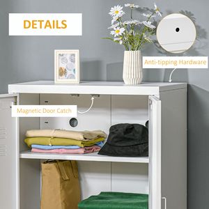 Mobiletto Bianco a 2 Ripiani in Acciaio con Scaffali Regolabili per Soggiorno e Ufficio - Product Image 6