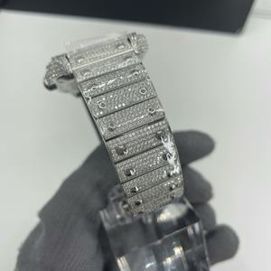 Montre personnalisée de luxe pour homme, mécanique, boîtier carré, sertie de moissanite VVS effet cristal de glace, style <span class=keywords><strong>Cartier</strong></span>, 40mm, Hip Hop - Product Image 5