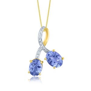 Pendentif de luxe en cristal bleu ovale avec diamants de laboratoire taille ronde en boucle infinie et accents de pierres étincelantes - Product Image 1