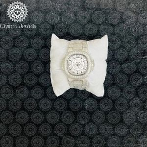 Montre de luxe Charm_Jewells en acier inoxydable, boîtier 40 mm, mouvement mécanique analogique, accents de diamants lumineux, unisexe, mode, 10 bars - Product Image 1
