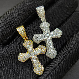 Evanex Diamond Luxury 925 <b>Silver</b> Cross Pendant Princess Cut Moissanite Micro Pave Iced <b>Charm</b> Unisex <b>Silver</b> Plated for Certified - Product Image 6