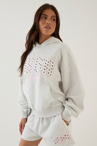 OEM Custom Womens Hoodie <b>Shorts</b> Set Polyester Cotton Casual Style DTF Personalized Print <b>Lounge</b> Outfit Matching Two Piece Set - Product Image 3