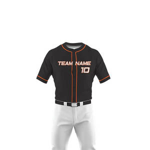 Uniforme de Béisbol Negro para Hombre con Ribete Naranja, Nombre del Equipo 10, Jersey de Poliéster Estampado, Corte Regular, para Todas las Temporadas - Product Image 4