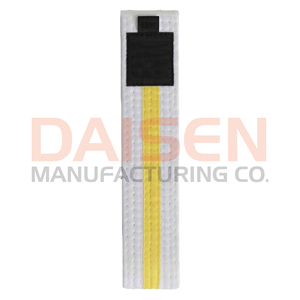 Cinturón de Taekwondo blanco con franja amarilla, tela duradera de 1,8 m, equipo de entrenamiento de artes marciales unisex - Product Image 2