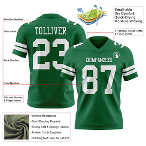 Green Premium Football Jersey White Mesh Custom Heat-Transfer Printing Short Sports Wear Quick Dry Oversized Cropped Fit Unisex - Product Image 3