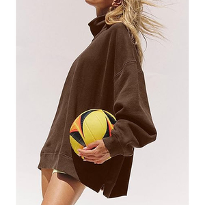 เสื้อฮู้ดคอเต่าผ้าฝ้ายฟลีซสำหรับผู้หญิง พิมพ์โลโก้ สไตล์ลำลอง สตรีทแวร์ รับผลิตตามสั่ง (OEM) ขายส่งจำนวนมาก - Product Image 3