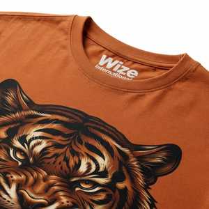 Men's Orange Short Sleeve T-<b>Shirt</b> O-Neck Casual Design Regular Fit 100% Cotton Solid Pattern Digital Print Quick Dry Breathable - Product Image 4