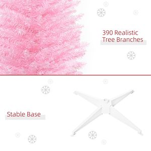 Albero di Natale Artificiale Sottile Rosa da 1,8 m con 390 Punte Realistiche e Supporto in Plastica, Decorazione Natalizia - Product Image 5