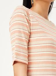 เสื้อยืดผู้หญิงลายทางฤดูร้อนถักนิตติ้งโมดัลลำลองแขนสั้นทรงหลวม - Product Image 2