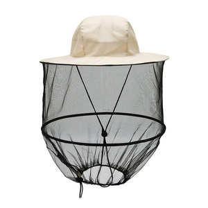 Latest Collection Beige <b>Bucket</b> Hat with <b>Black</b> Mesh Veil Protective Headwear for Outdoor Beekeeping and Apiary Hive Inspection - Product Image 1