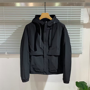 2026 Men's Lightweight Canvas Waterproof Eco-Friendly Windbreaker <b>Jacket</b> Outdoor Sports High Street Hood Stand <b>Collar</b> Hiking - Product Image 2