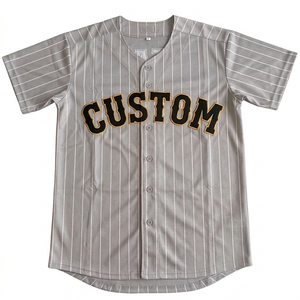 Manufacturer pinstripe baseball sports jersey custom team name number Breathable quick dry <b>athletic</b> full button high quality - Product Image 1