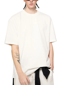 Camiseta Oversize de Algodón Esencial, Estilo Urbano Minimalista, Camiseta Lisa de Algodón Grueso, Camiseta Unisex de Corte Holgado - Product Image 4