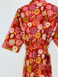 Bata Kimono de Algodón con Estampado Floral Multicolor |   Albornoz largo tipo lounge |   Ropa Casual para Mujer - Product Image 3