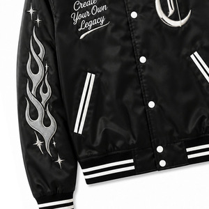 Veste en satin personnalisée avec appliqué color block, style varsity baseball, grande taille, veste bomber pour homme - Product Image 6