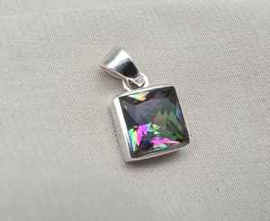 Pendentif topaze mystique en argent Sterling 925, bijoux pour femmes, collier en pierres précieuses naturelles, cadeau minimaliste élégant - Product Image 3