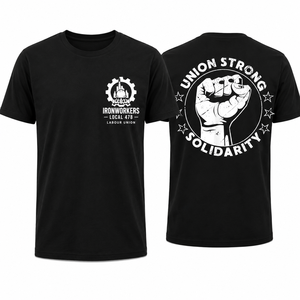 T-shirt personnalisé pour les syndicats, OEM, en coton, sans manches, imprimé à l'écran, organisation de travailleurs en soutien, tee-shirt promotionnel, vêtements de travail pour hommes - Product Image 1