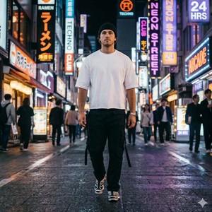 T-shirt Homme Personnalisé 230 g/m² 100 % Coton, Ourlet Légèrement Raccourci, Style Sportif Oversize, Épaules Tombantes, Respirant, Séchage Rapide, Tricot Uni - Product Image 5