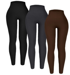 Leggings de sport respirants à séchage rapide 100% coton, taille haute, unis, décontractés, pour yoga, fitness, gym, course à pied - Product Image 4