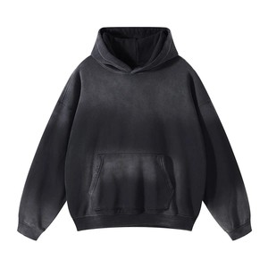 Nouveau Hoodie Polaire OEM Tendance Délavé à l'Acide Brodé Coupe-Vent Hiver avec Logo Frontal Couleur Unie Polyester/Coton Haute Qualité - Product Image 4