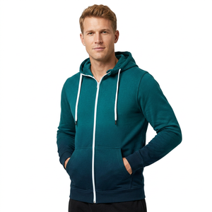 Sweat-shirt à capuche zippé pour homme, couleur unie, coupe décontractée, coton French Terry, vêtements d'automne - Product Image 2