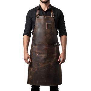 Waterproof Leather <b>Apron</b> for Kitchen <b>BBQ</b> Grill Durable Heat Resistant <b>Apron</b> Bulk Supply OEM Customization LPN-0232 - Product Image 3